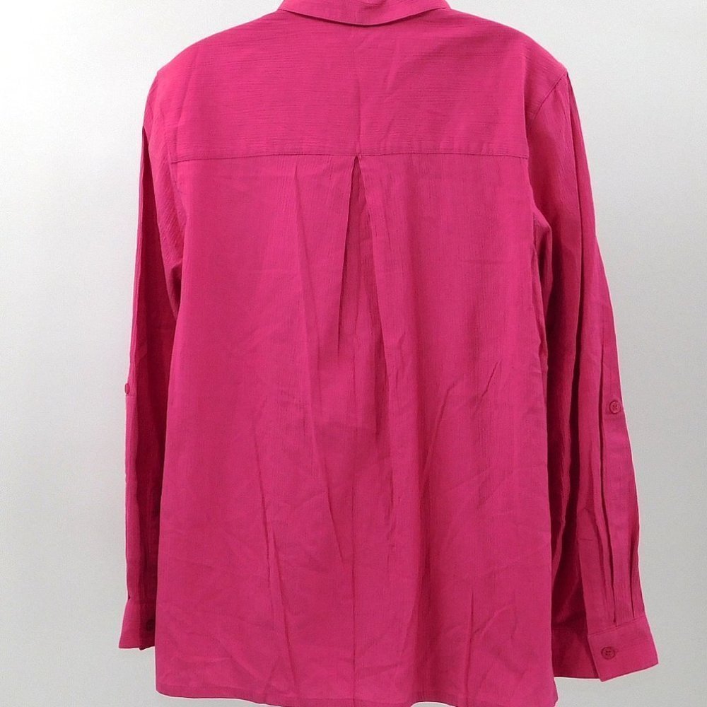 Appleseed's Solid Deep Rose Crinkle Cotton Button… - image 7